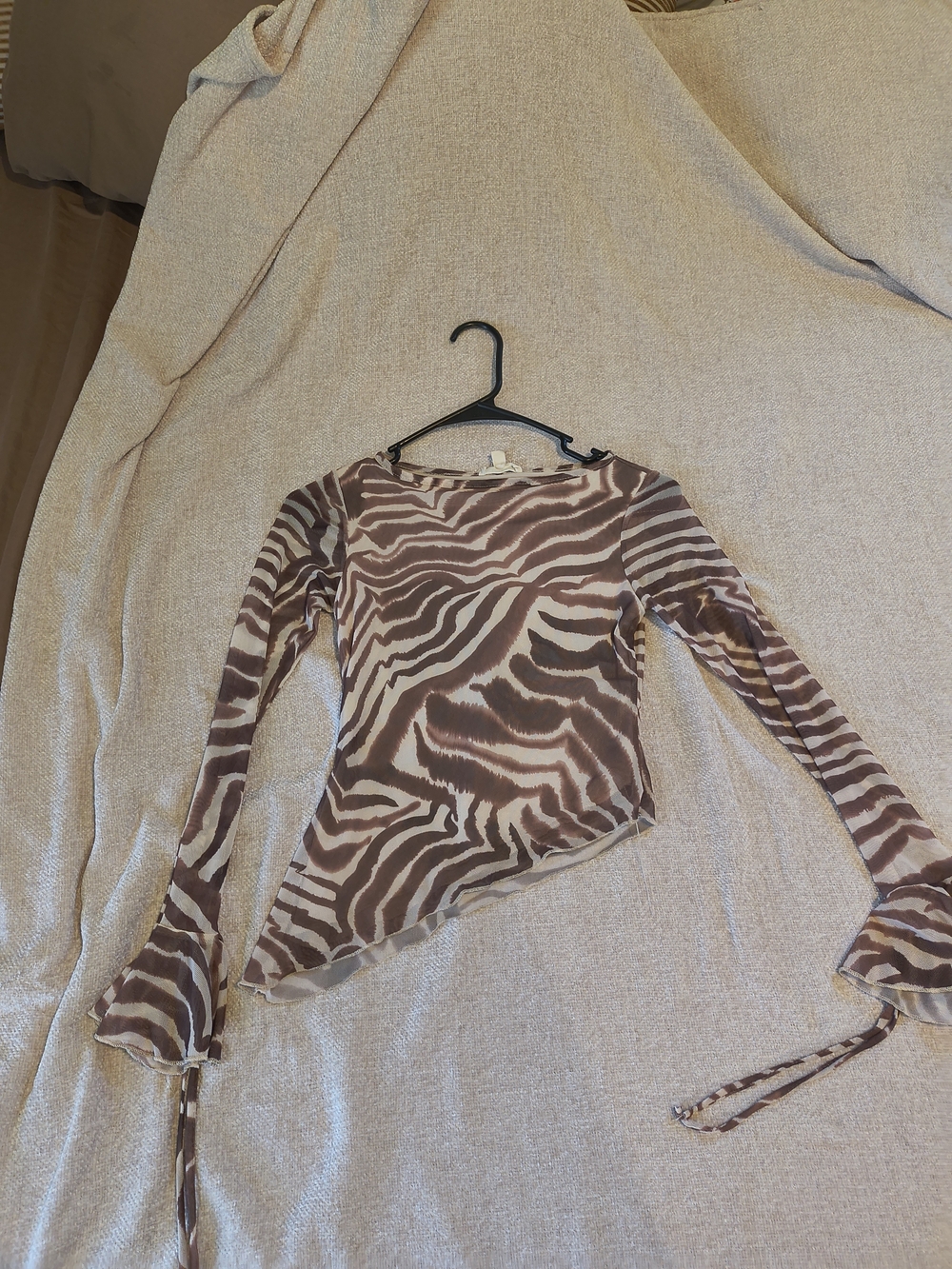 Women’s Brown Zebra Print Long-Sleeve Top